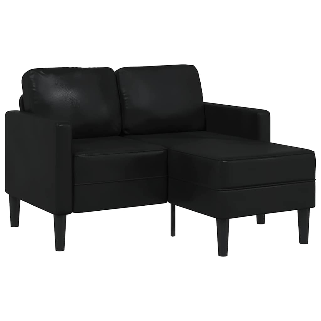 Canapé 2 places avec méridienne en L Noir 125 cm Similicuir - XIOS