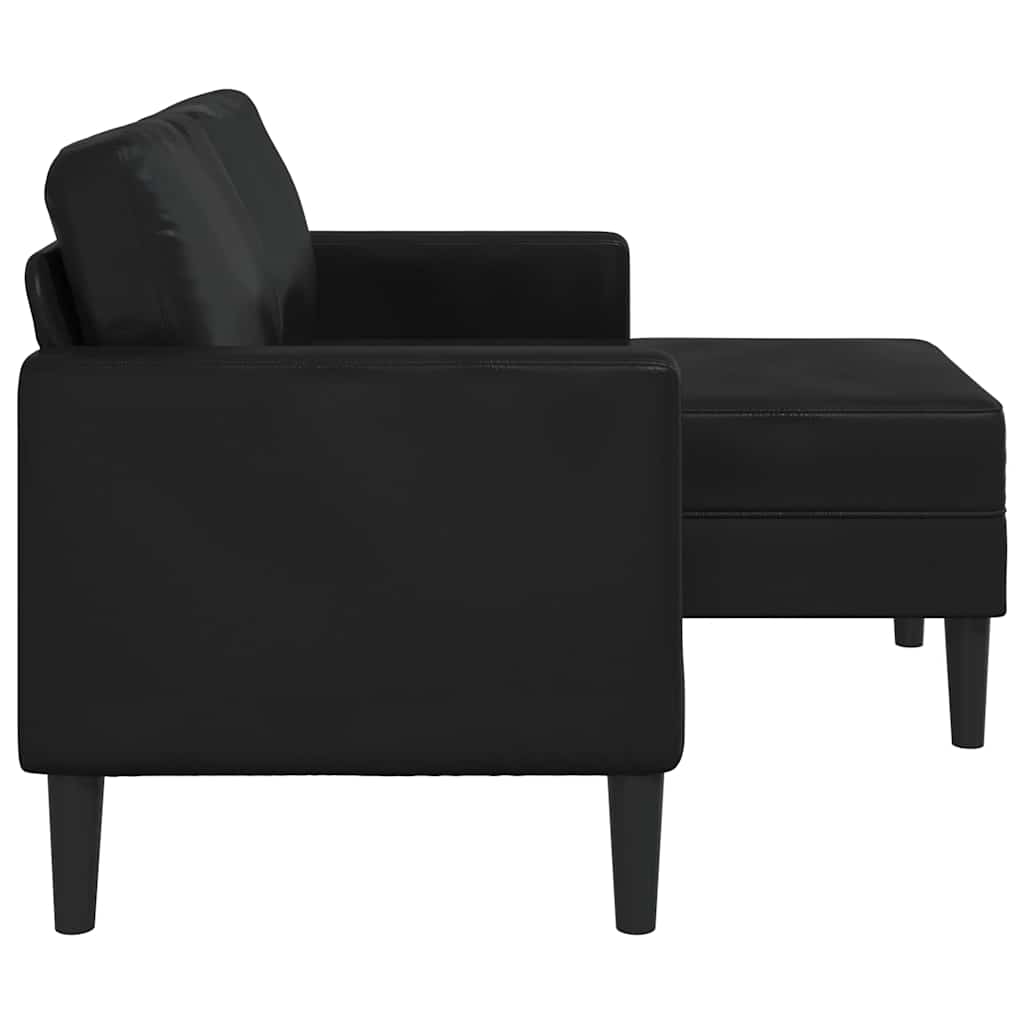 Canapé 2 places avec méridienne en L Noir 125 cm Similicuir - XIOS