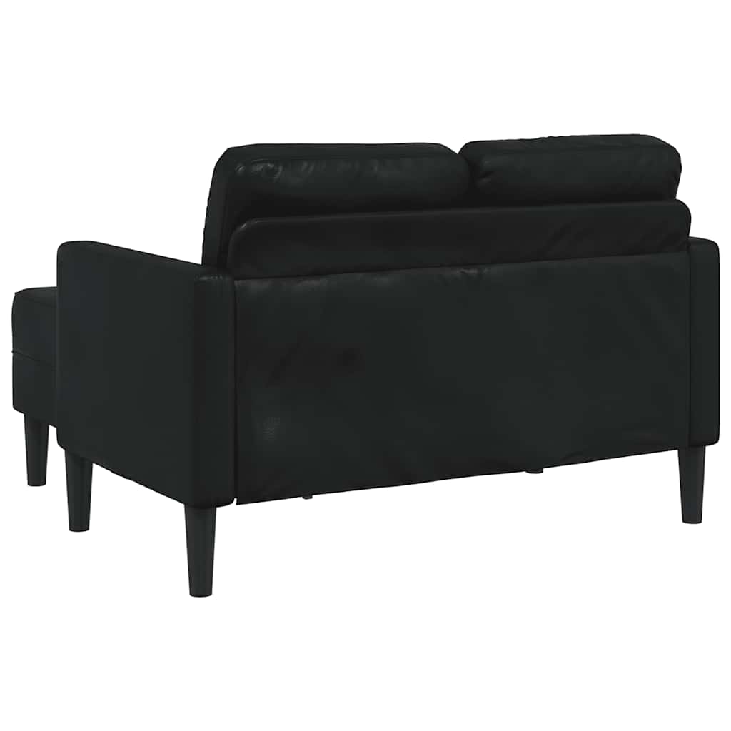 Canapé 2 places avec méridienne en L Noir 125 cm Similicuir - XIOS