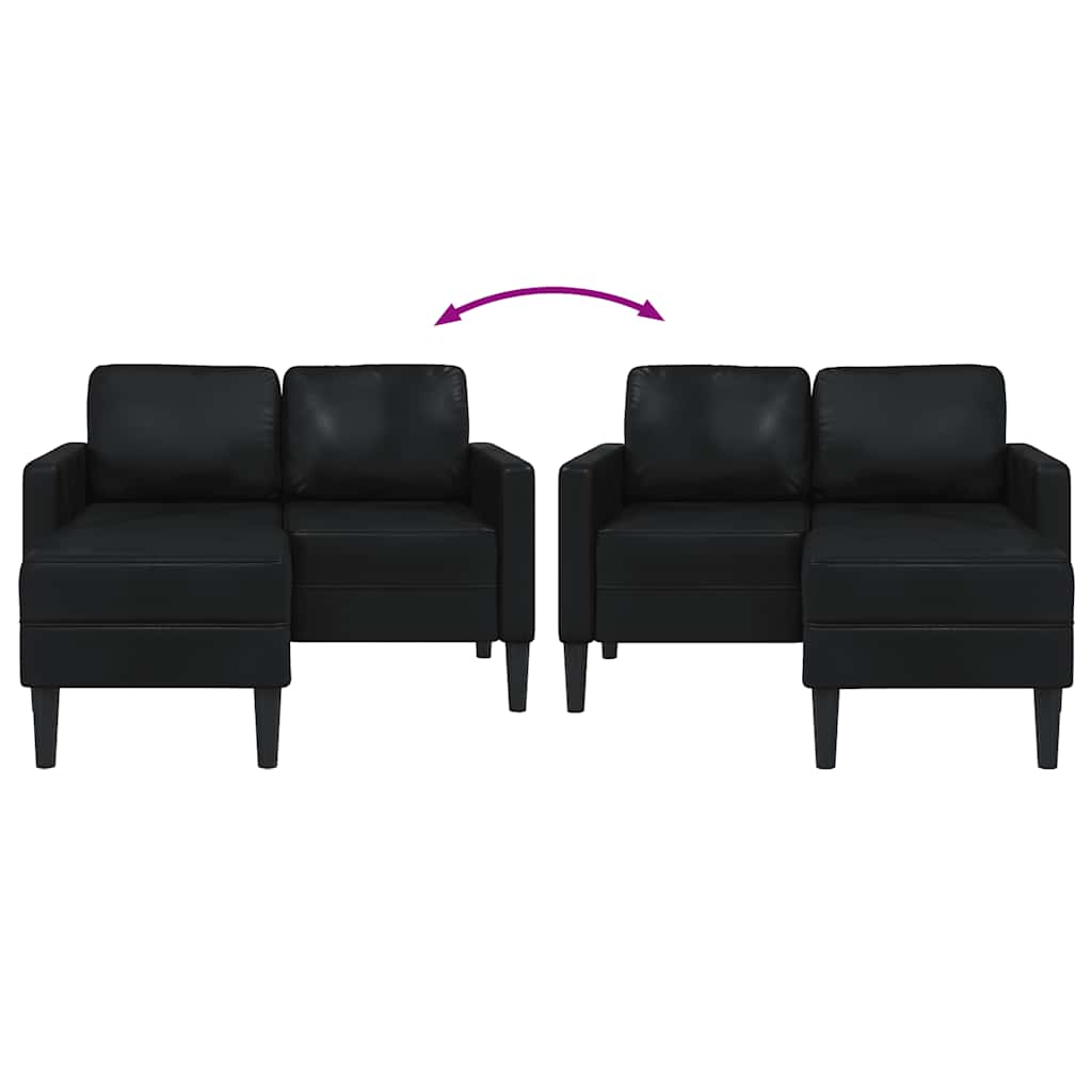 Canapé 2 places avec méridienne en L Noir 125 cm Similicuir - XIOS