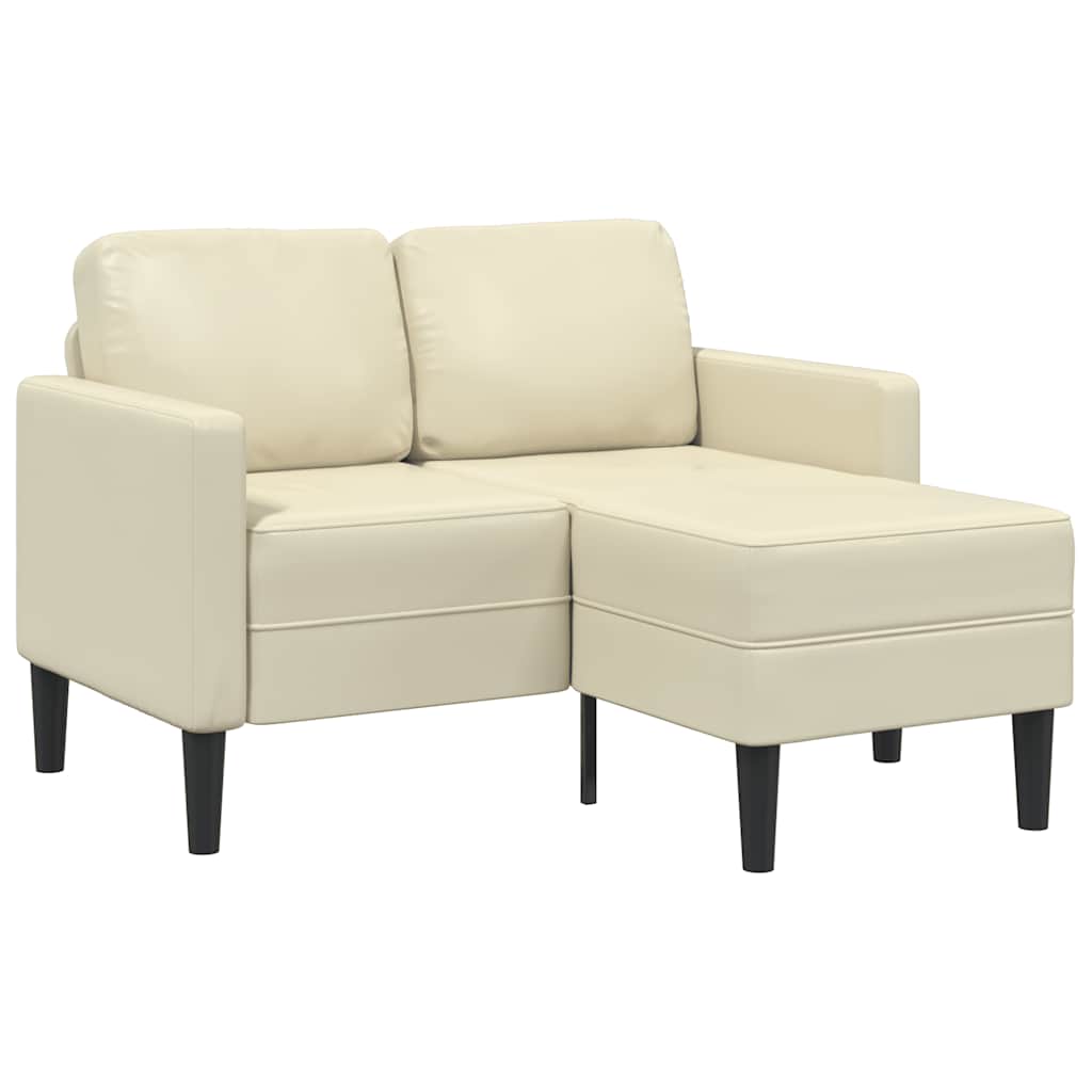 Canapé 2 places avec méridienne en L crème 125 cm similicuir - XIOS