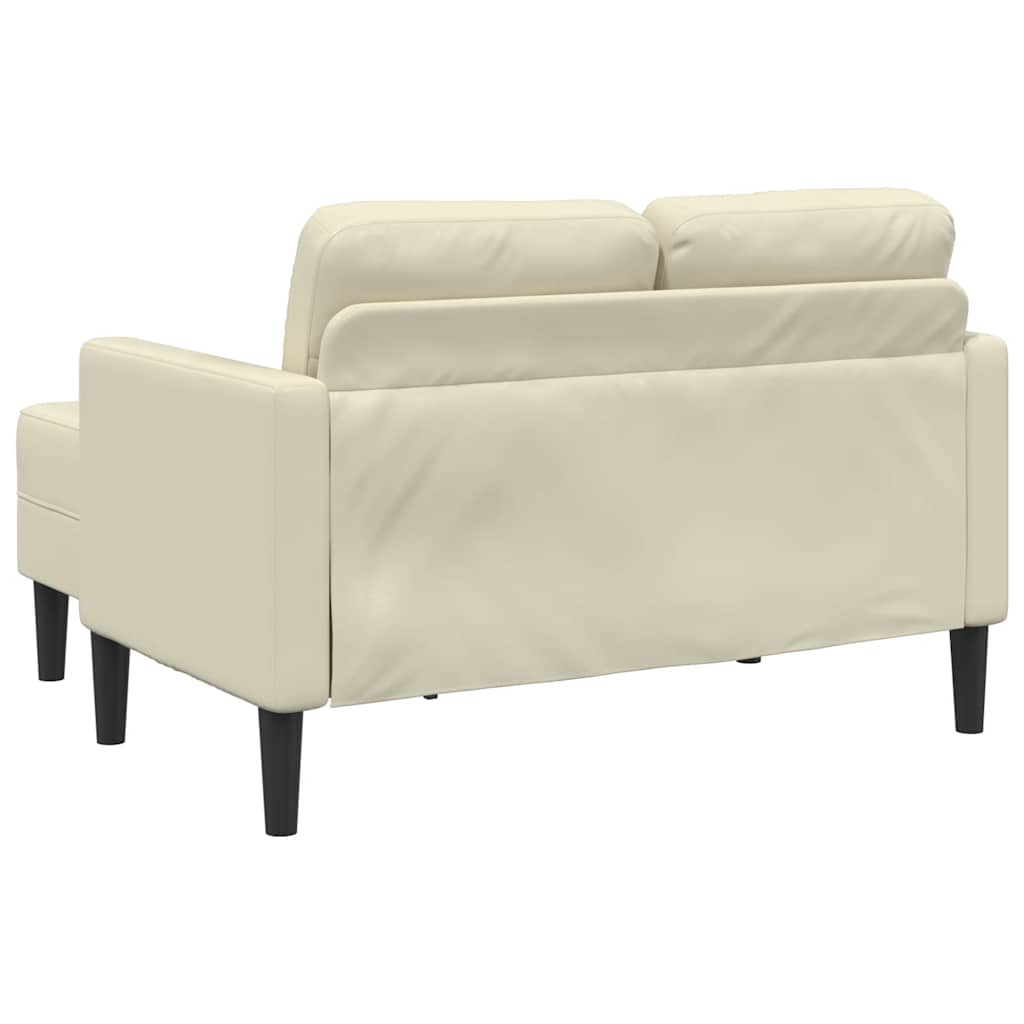 Canapé 2 places avec méridienne en L crème 125 cm similicuir - XIOS