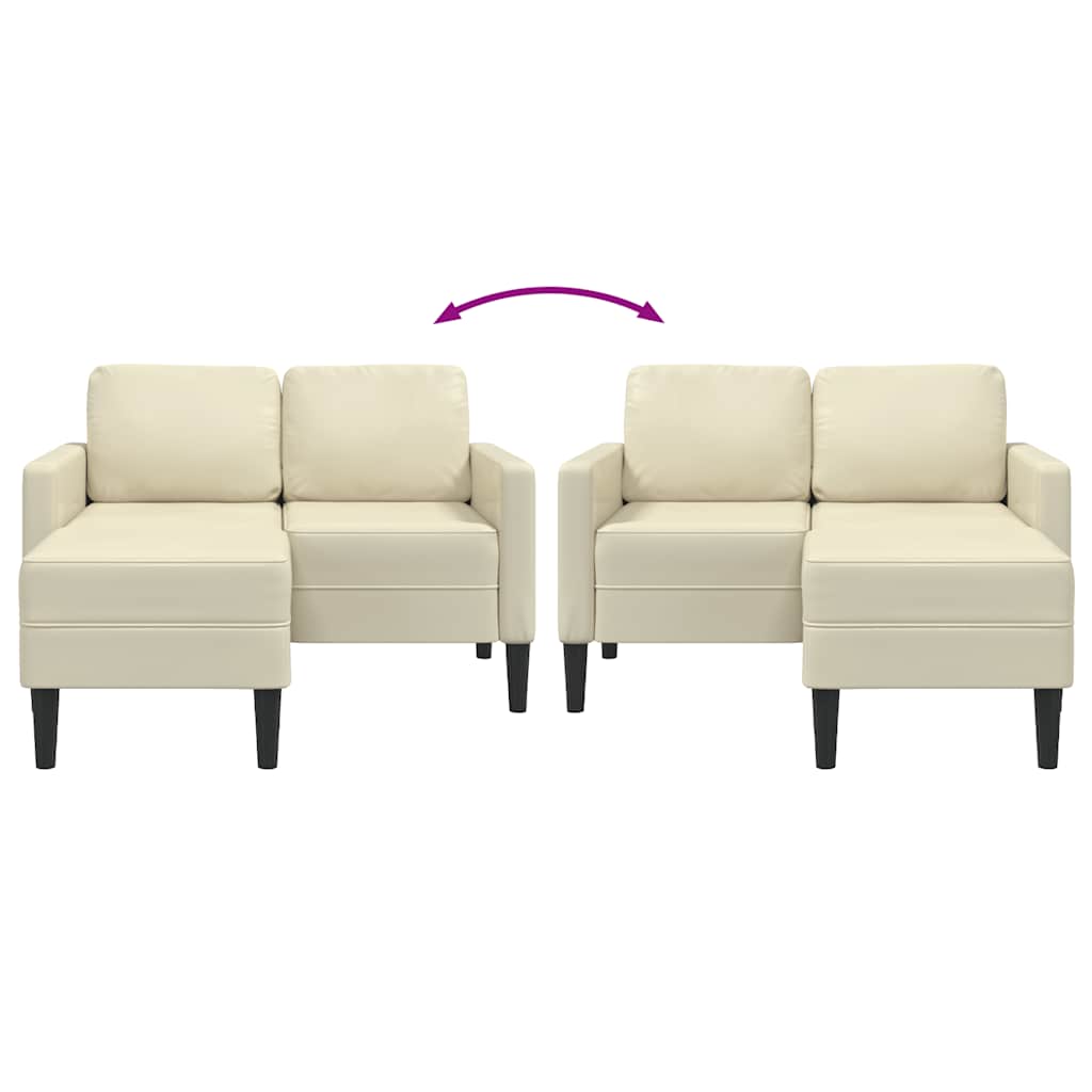 Canapé 2 places avec méridienne en L crème 125 cm similicuir - XIOS