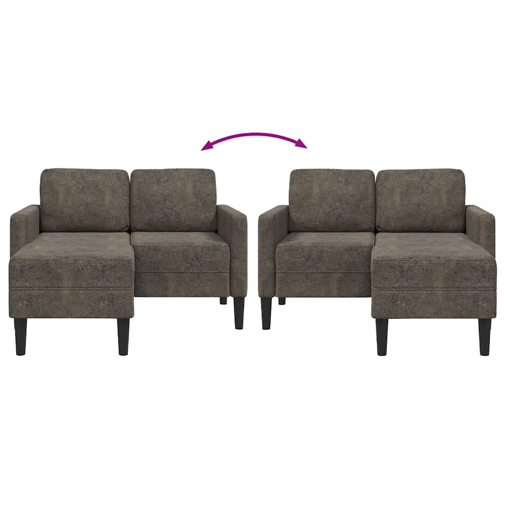 Canapé 2 places avec méridienne en L gris foncé 125 cm similicuir - XIOS