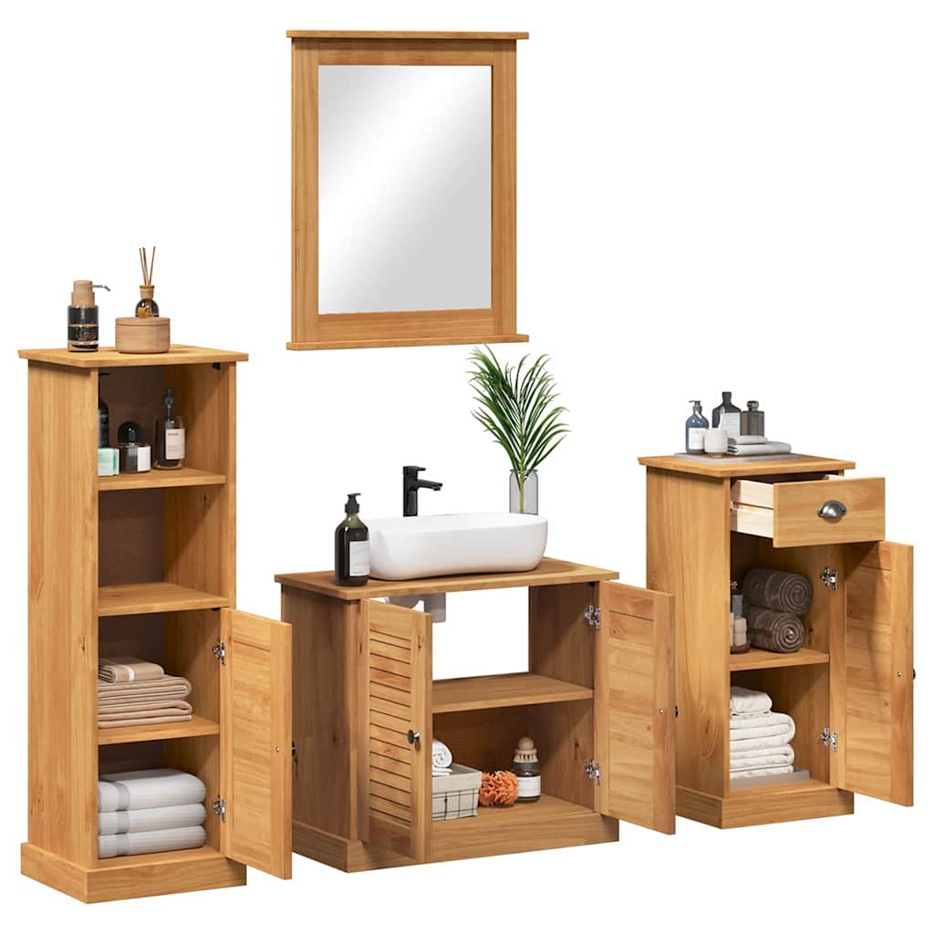 Ensemble de mobilier de salle de bain VIGO 4 pc Marron miel - XIOS