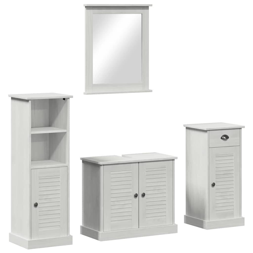 Ensemble de mobilier de salle de bain 4 pièces Blanc antique