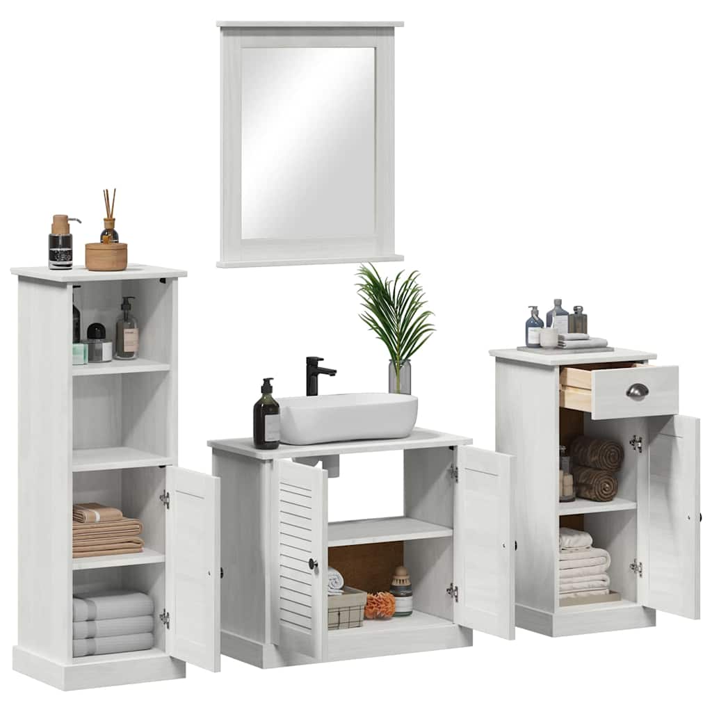 Ensemble de mobilier de salle de bain 4 pièces Blanc antique