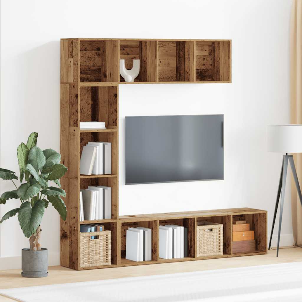 Bibliothèques 3 pcs vieux bois bois d'ingénierie - XIOS