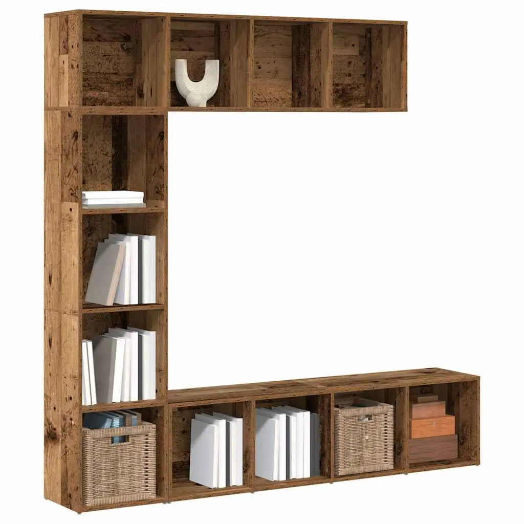 Bibliothèques 3 pcs vieux bois bois d’ingénierie - XIOS