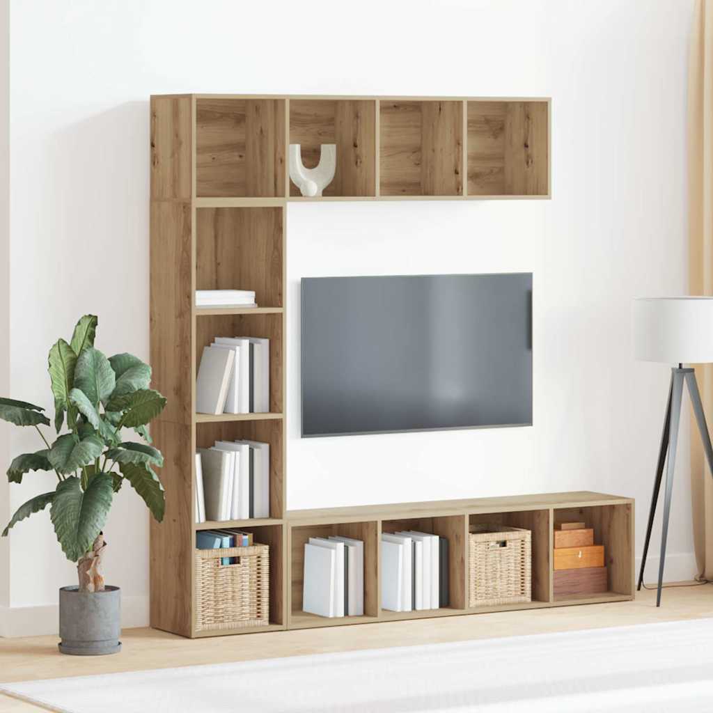 Bibliothèques 3 pcs chêne artisanal bois d'ingénierie - XIOS