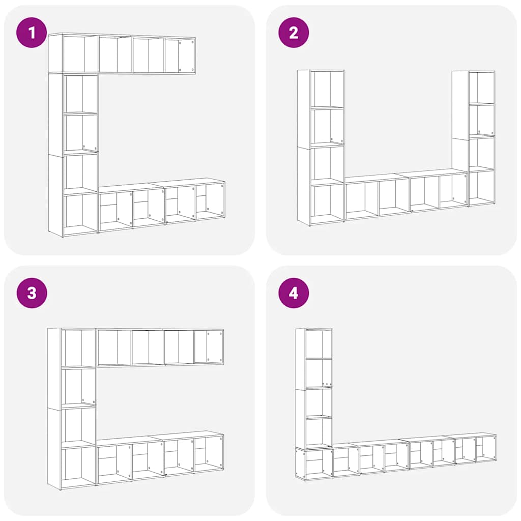 Bibliothèques 3 pcs chêne artisanal bois d'ingénierie - XIOS