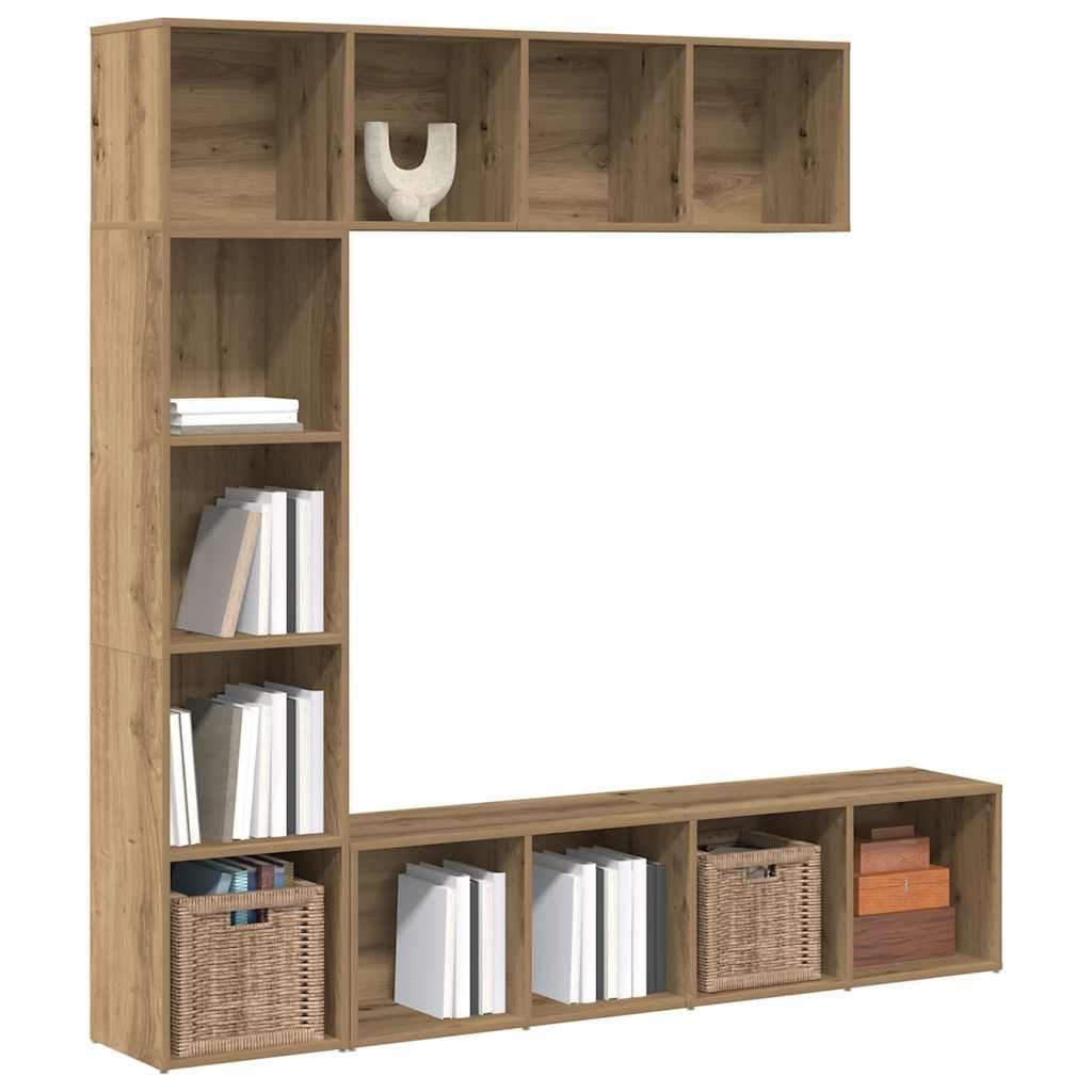 Bibliothèques 3 pcs chêne artisanal bois d'ingénierie - XIOS