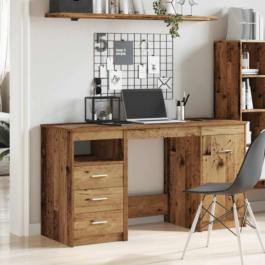 Bureau avec armoire en bois ancien et bois d'ingénierie - XIOS