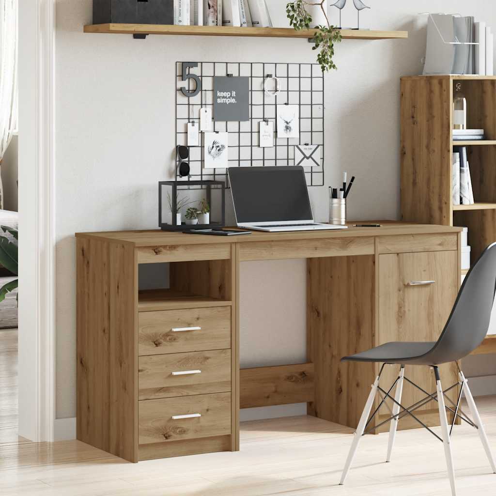 Bureau avec armoire en bois d'ingénierie chêne artisanal - XIOS