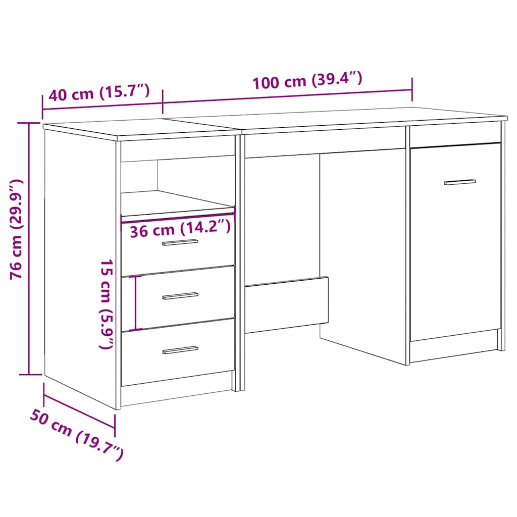 Bureau avec armoire en bois d'ingénierie chêne artisanal - XIOS