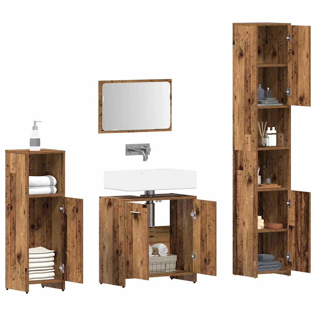 Ensemble de meubles salle de bain 4 pcs bois d'ingénierie