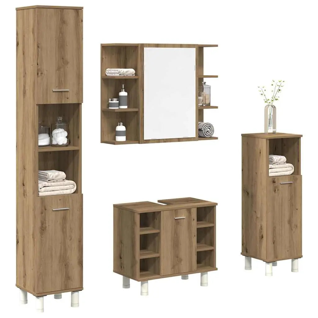 Ensemble de meubles salle de bain 4 pcs bois d’ingénierie - XIOS