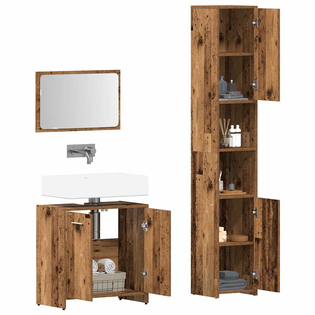 Ensemble de meubles salle de bain 3 pcs bois d'ingénierie