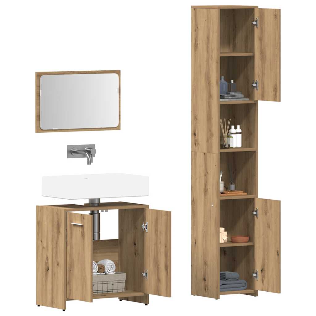 Ensemble de meubles salle de bain 3 pcs bois d'ingénierie