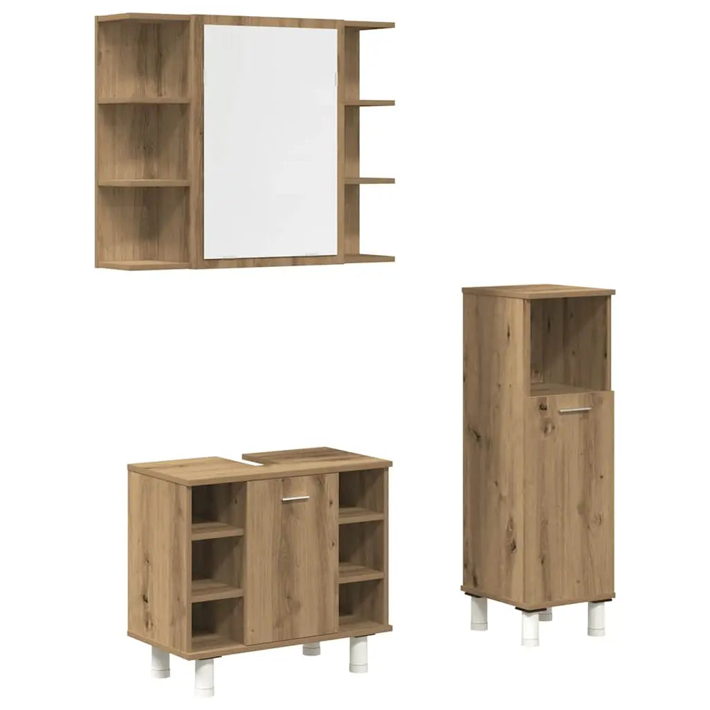 Ensemble de meubles salle de bain 3 pcs bois d’ingénierie - XIOS