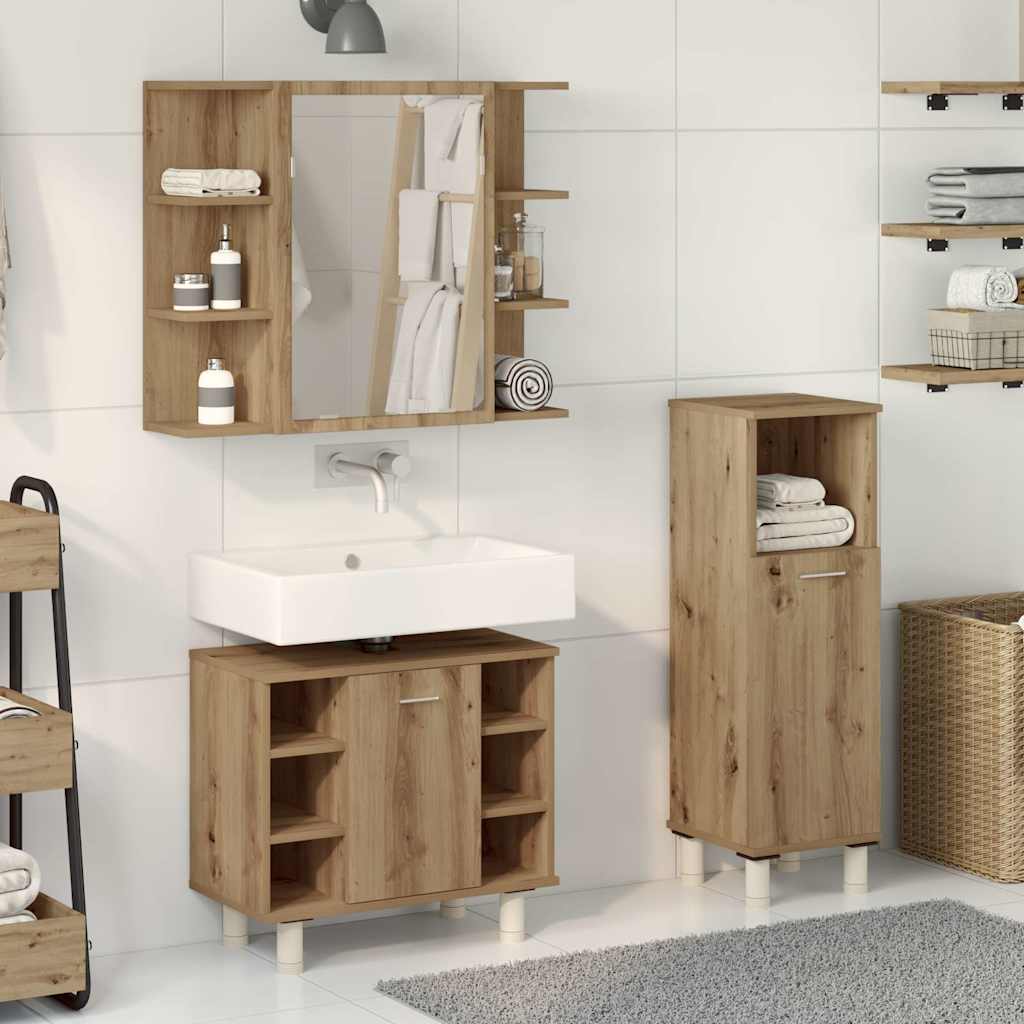 Ensemble de meubles salle de bain 3 pcs bois d'ingénierie
