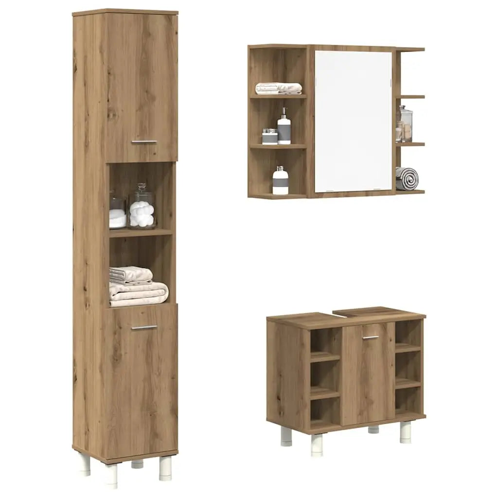 Ensemble de meubles salle de bain 3 pcs bois d’ingénierie - XIOS
