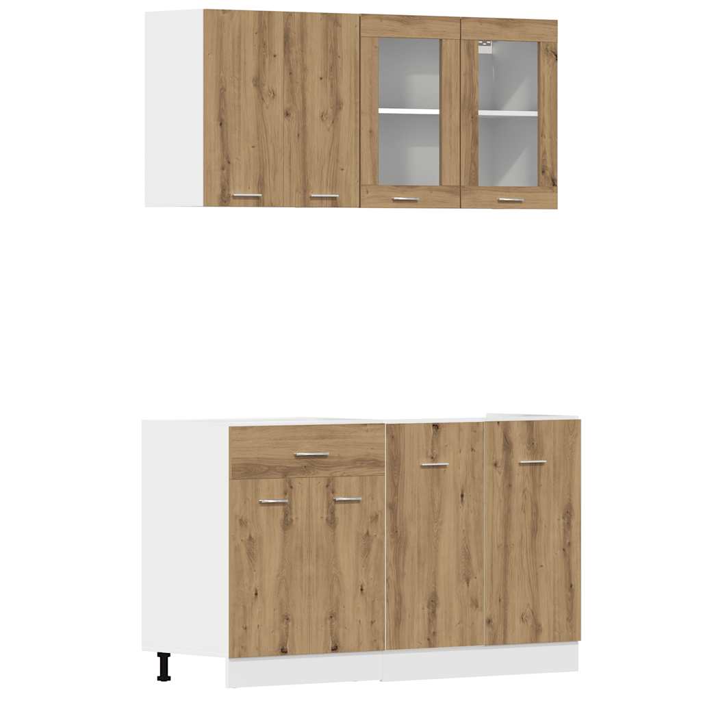 Ensemble de 4 meubles de cuisine "Lyon" en chêne artisanal - XIOS