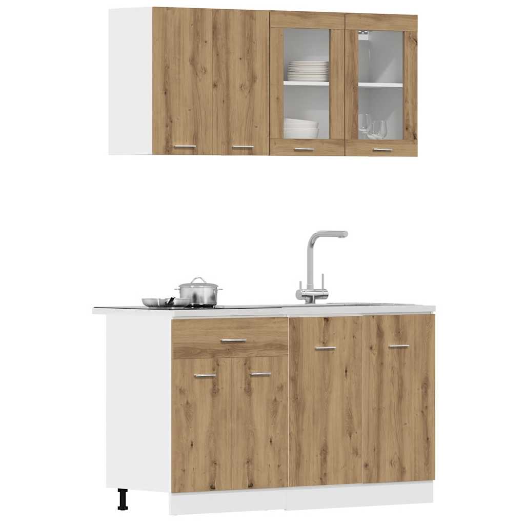 Ensemble de 4 meubles de cuisine "Lyon" en chêne artisanal - XIOS