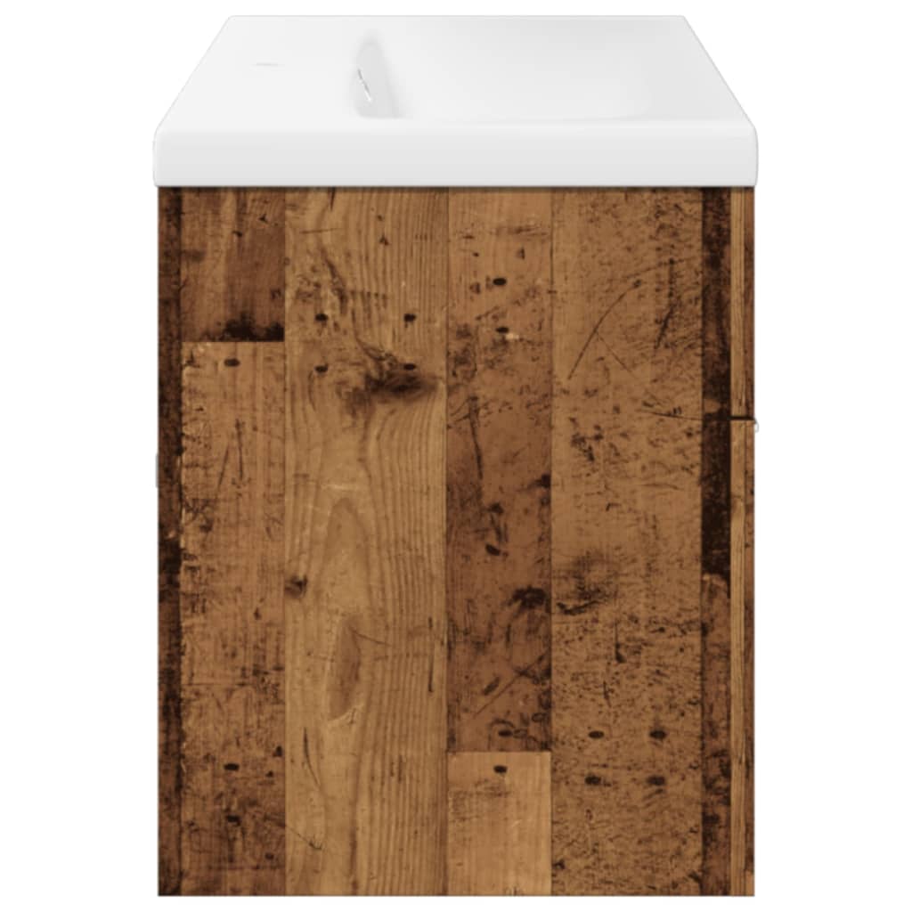 Armoire lavabo de salle de bain avec bassin intégré vieux bois