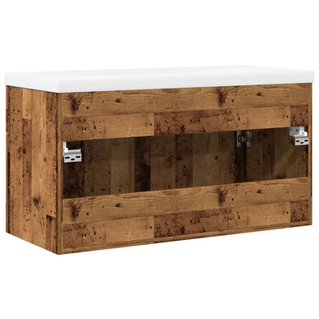 Armoire lavabo de salle de bain avec bassin intégré vieux bois
