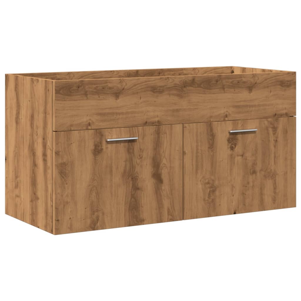 Armoire lavabo de bain avec bassin intégré chêne artisanal