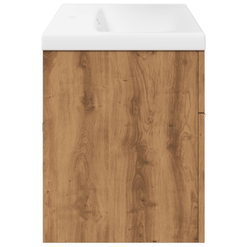 Armoire lavabo de bain avec bassin intégré chêne artisanal