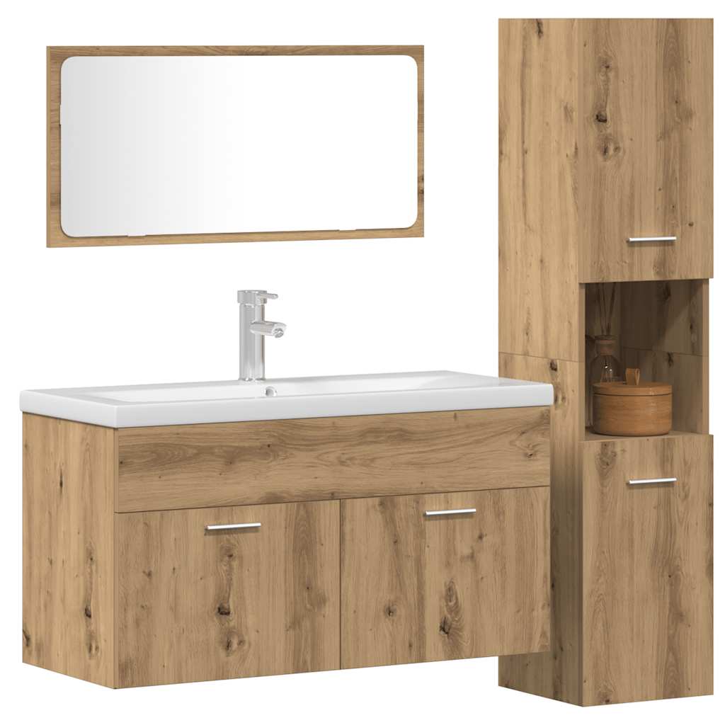Ensemble de meubles salle de bain 3 pcs bois d'ingénierie