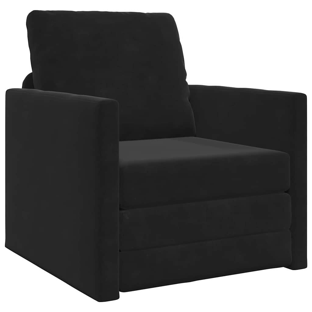 Canapé-lit avec coussin Noir 74 x 77 x 81 cm Velours - XIOS