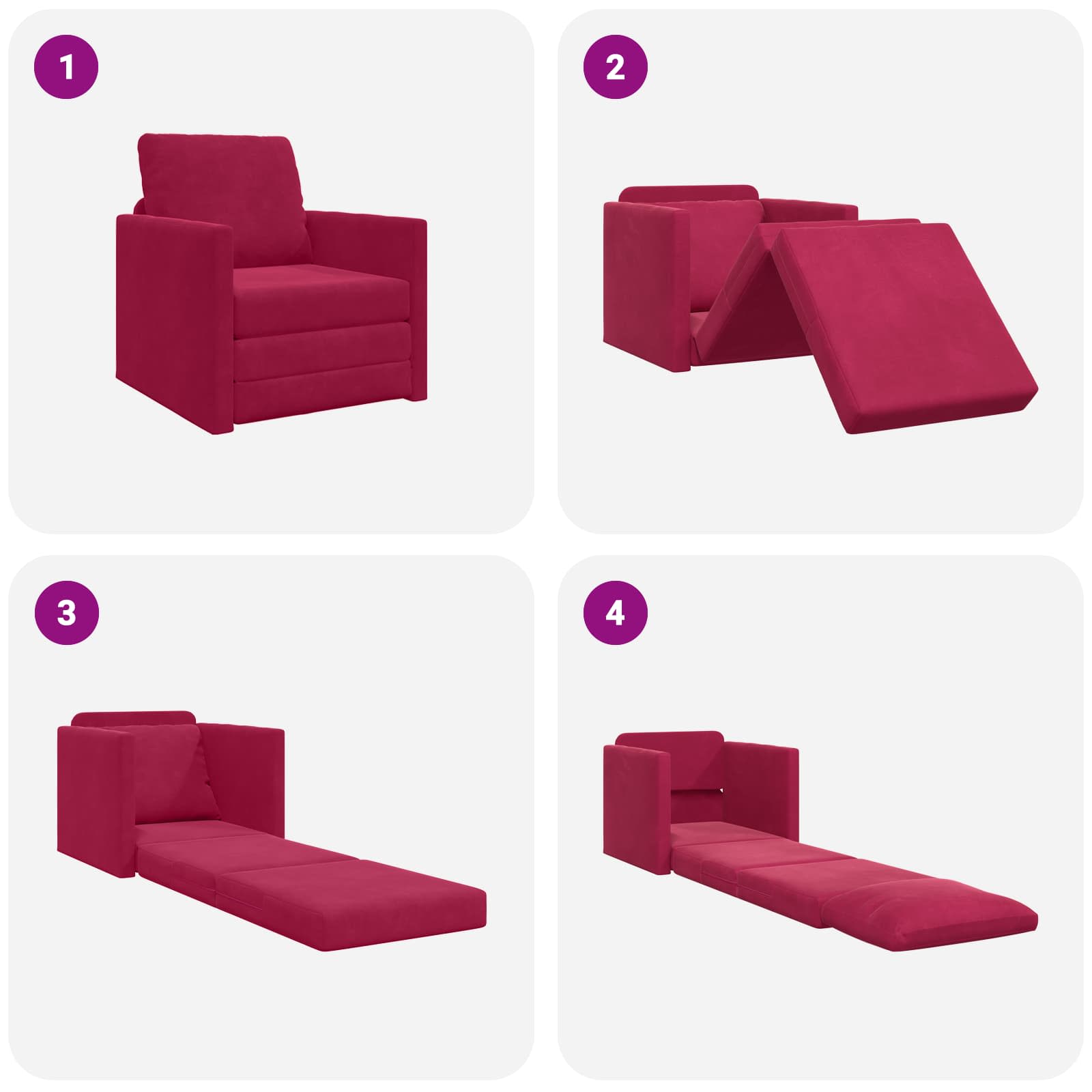 Canapé-Lit Bordeaux 74 x 77 x 81 cm Velours
