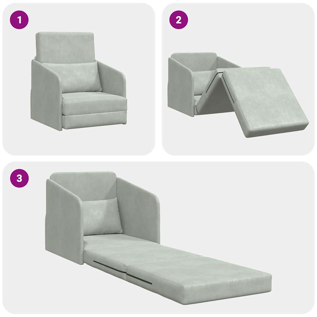 Canapé-Lit Gris clair 65 x 80 x 83 cm Velours - XIOS