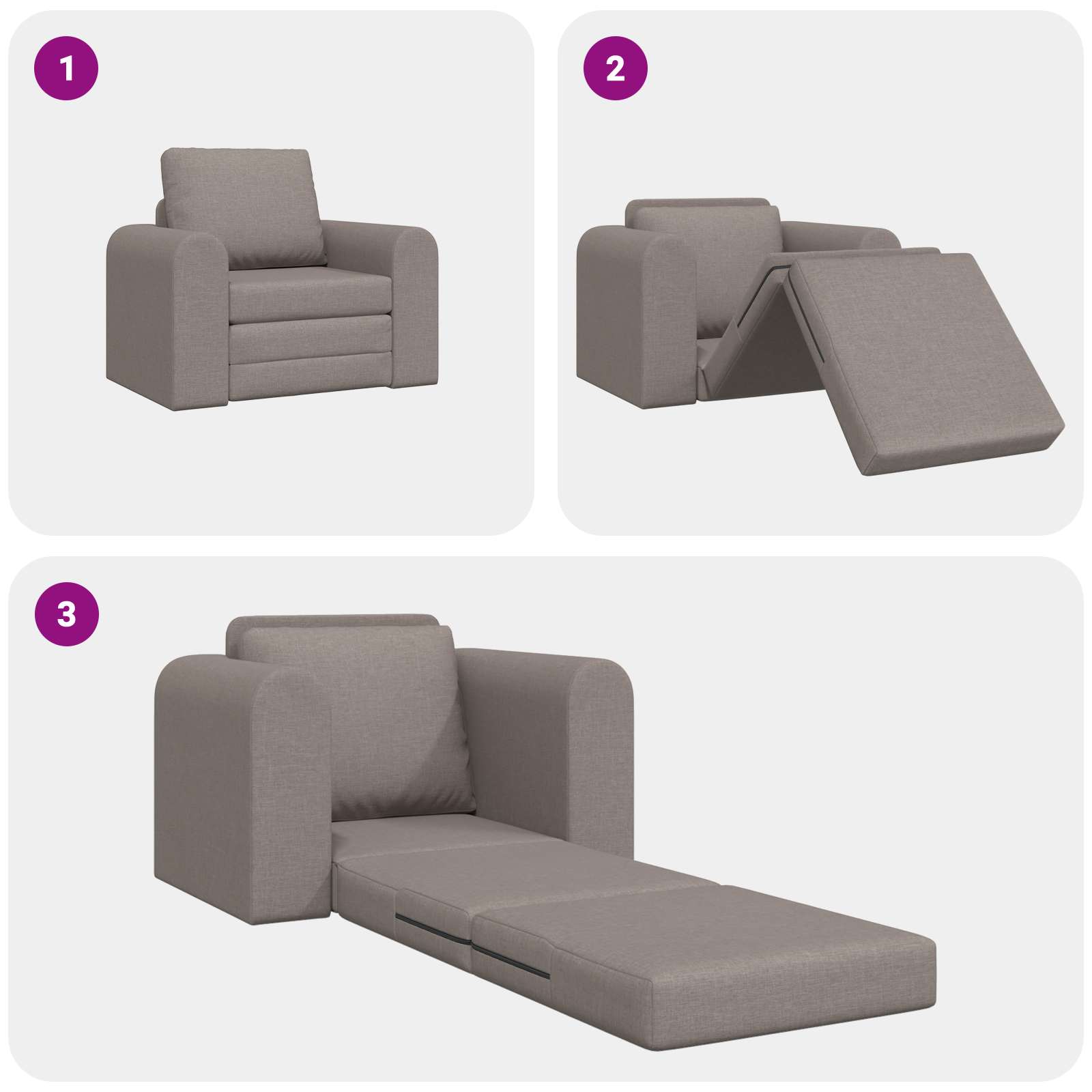 Canapé-Lit Taupe 98 x 71 x 83 cm tissu - XIOS