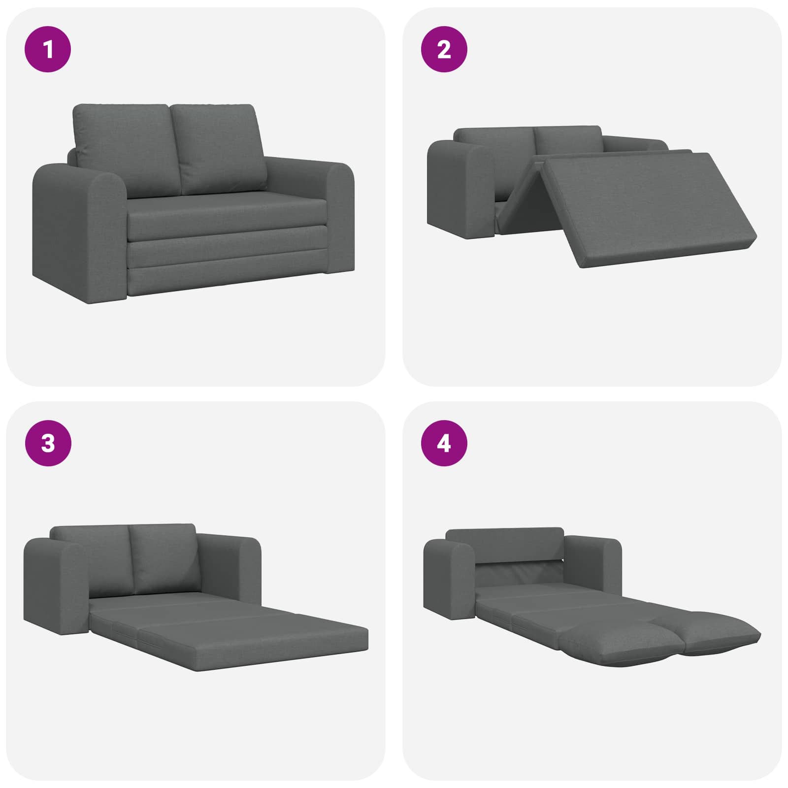 Canapé-Lit 60cm Gris foncé tissu - XIOS