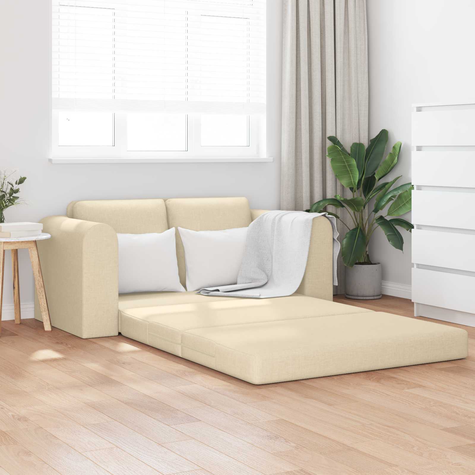 Canapé-Lit Crème 148 x 71 x 83 cm tissu