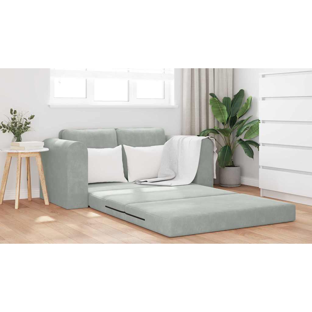 Canapé-Lit 60cm Gris clair Velours - XIOS