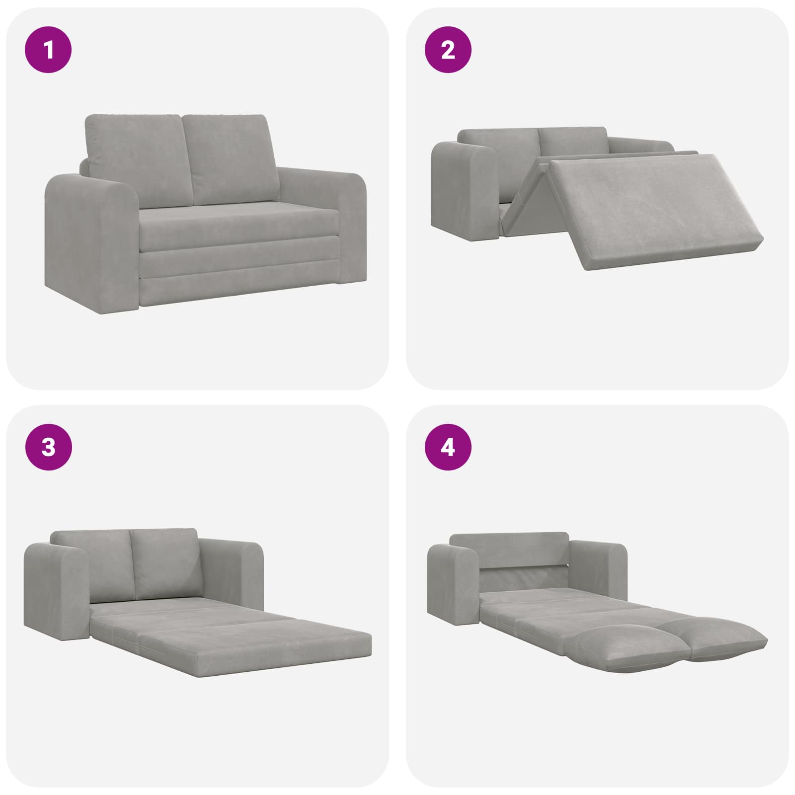Canapé-Lit Gris clair 148 x 71 x 83 cm Velours