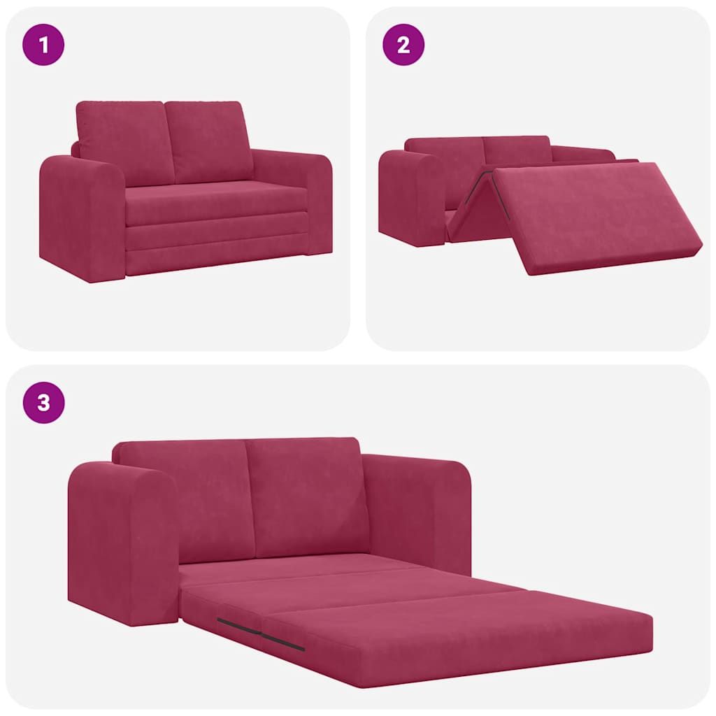 Canapé-Lit 60cm Bordeaux Velours - XIOS