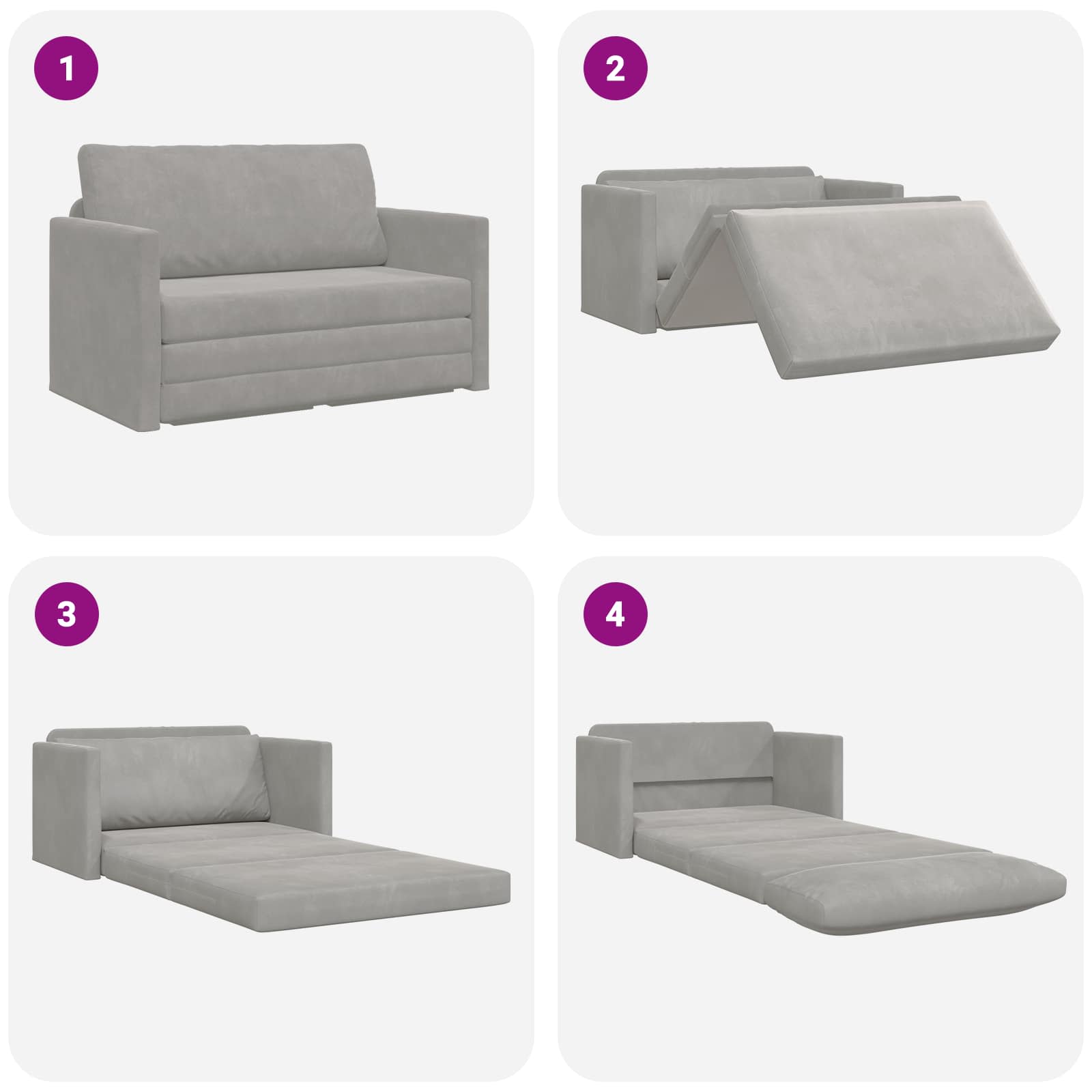 Canapé-Lit Gris clair 124 x 71 x 78 cm Velours