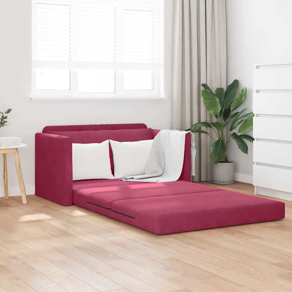 Canapé-Lit 110cm Bordeaux Velours - XIOS