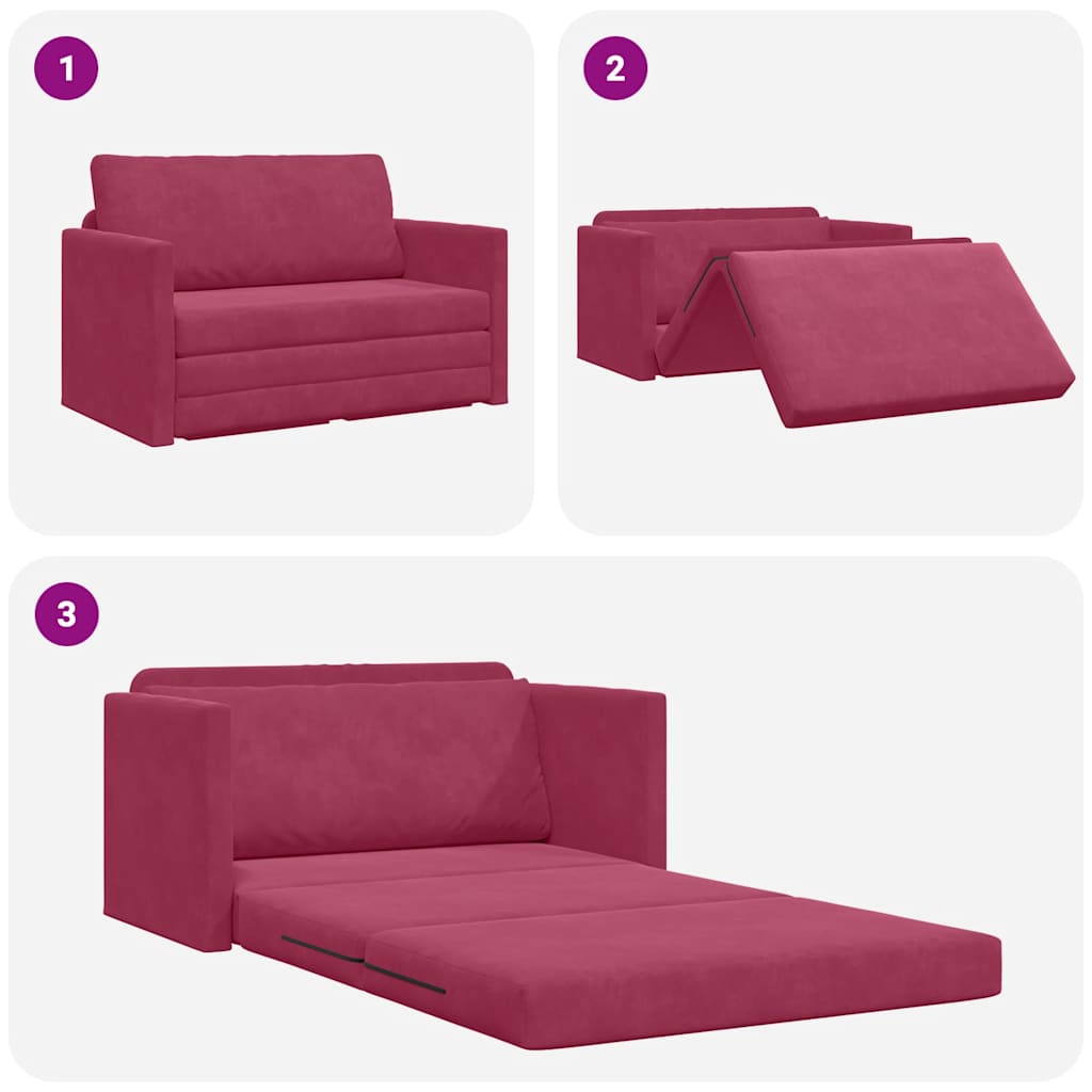 Canapé-Lit 110cm Bordeaux Velours - XIOS