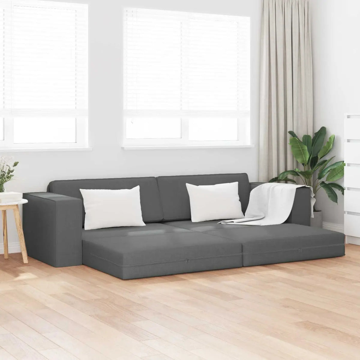 Canapé-Lit Gris foncé 245 x 78 x 77 cm tissu - XIOS