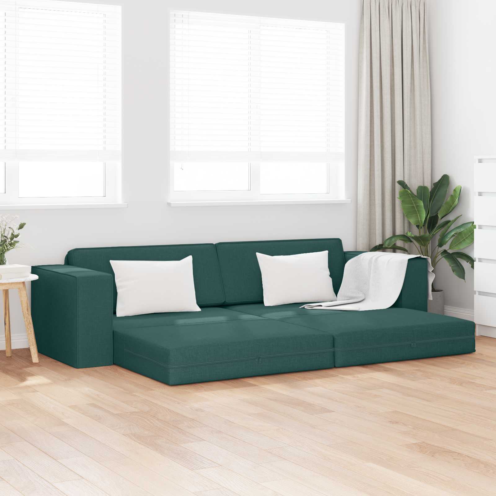 Canapé-Lit Vert foncé 245 x 78 x 77 cm tissu