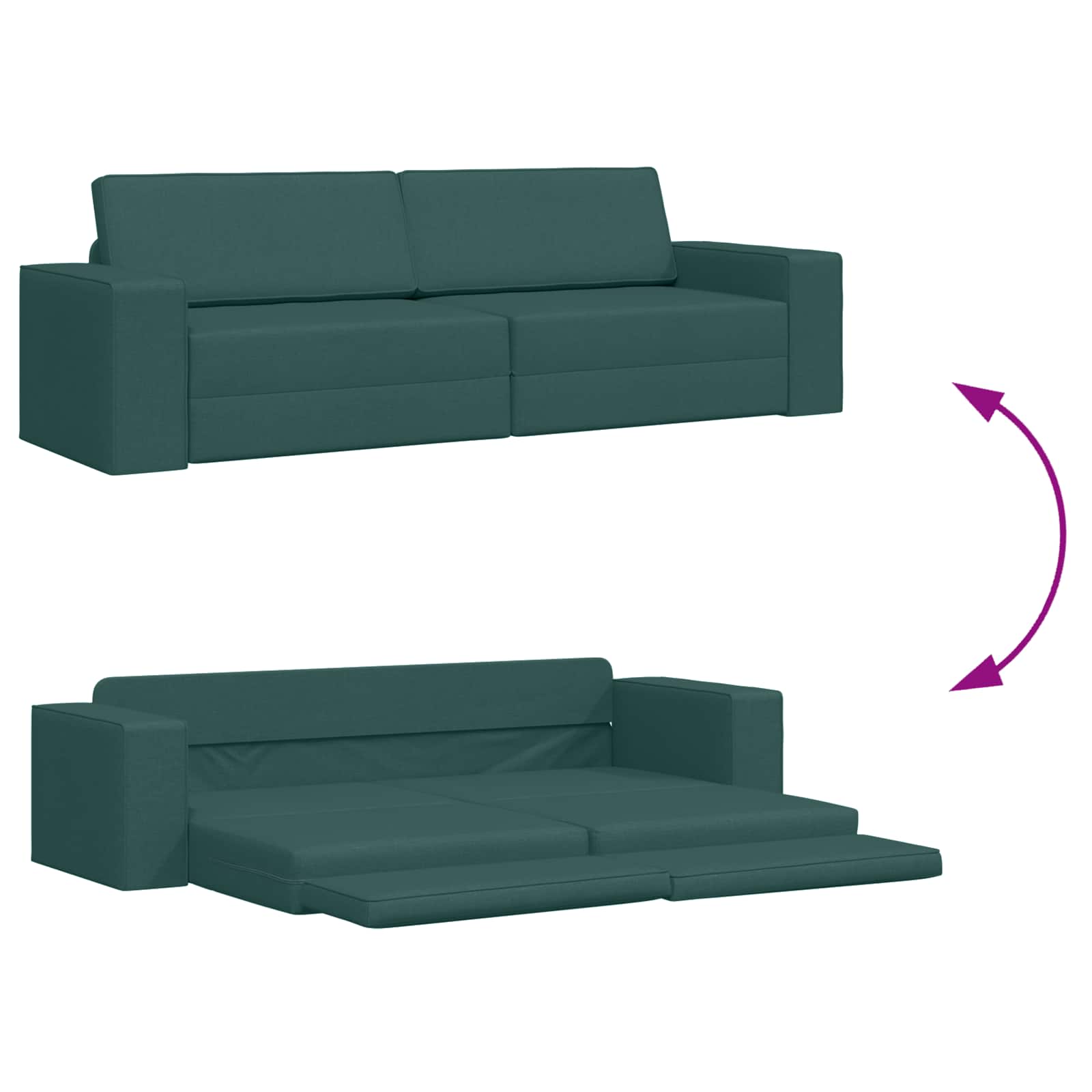 Canapé-Lit Vert foncé 245 x 78 x 77 cm tissu