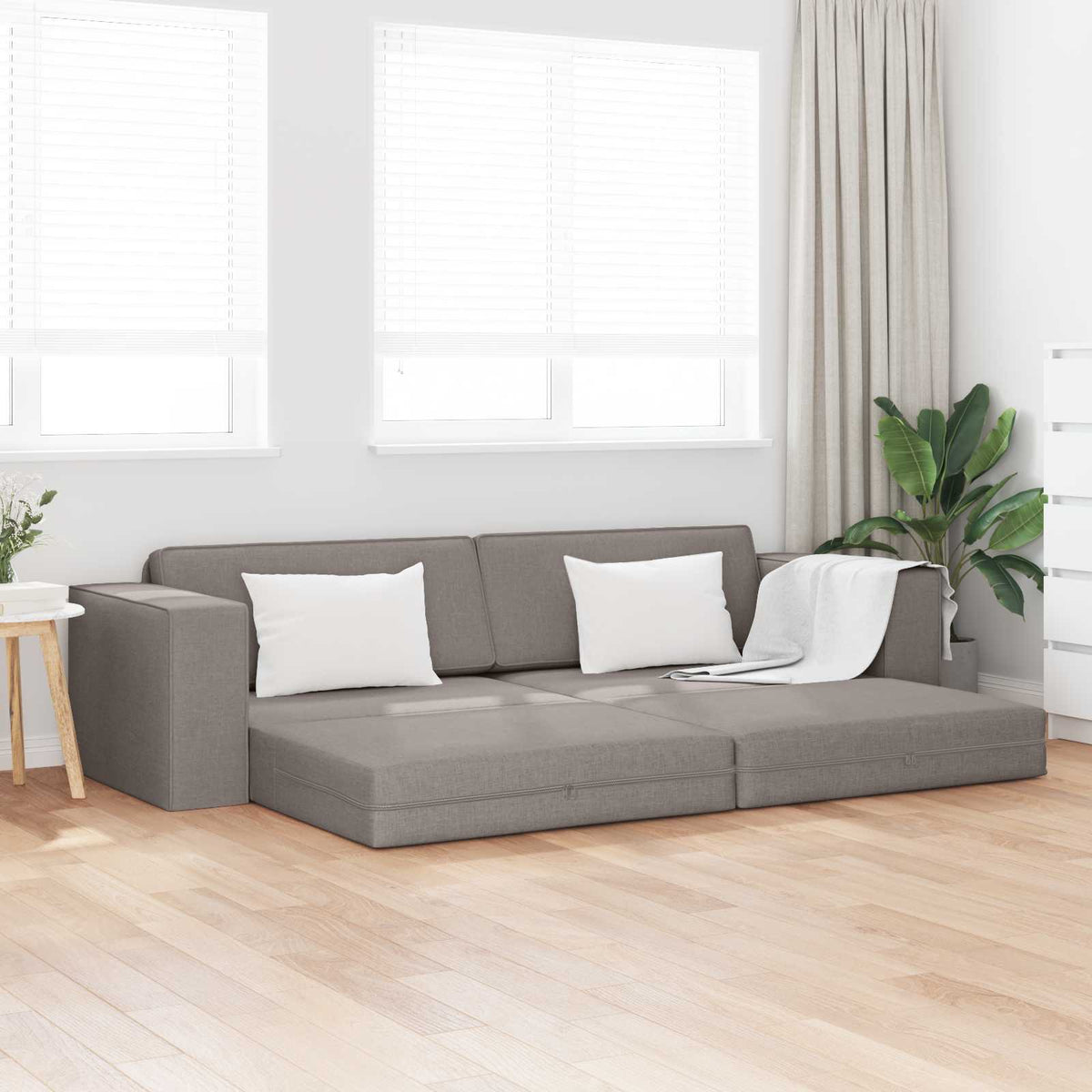 Canapé-Lit Taupe 245 x 78 x 77 cm tissu