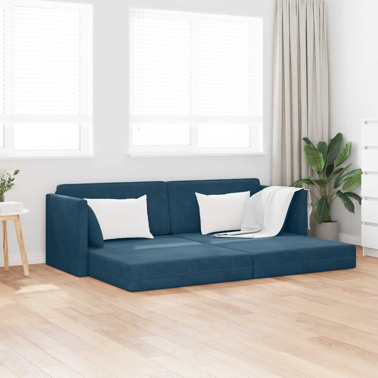 Canapé-lit au sol Bleu 213 x 70 x 77 cm Velours - XIOS